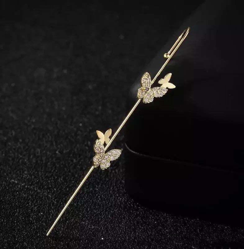 Gold Plated Single Zircon Butterfly Earcuff