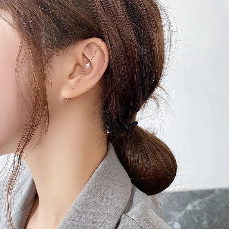 Gold Plated Single Zircon Korean Earcuff