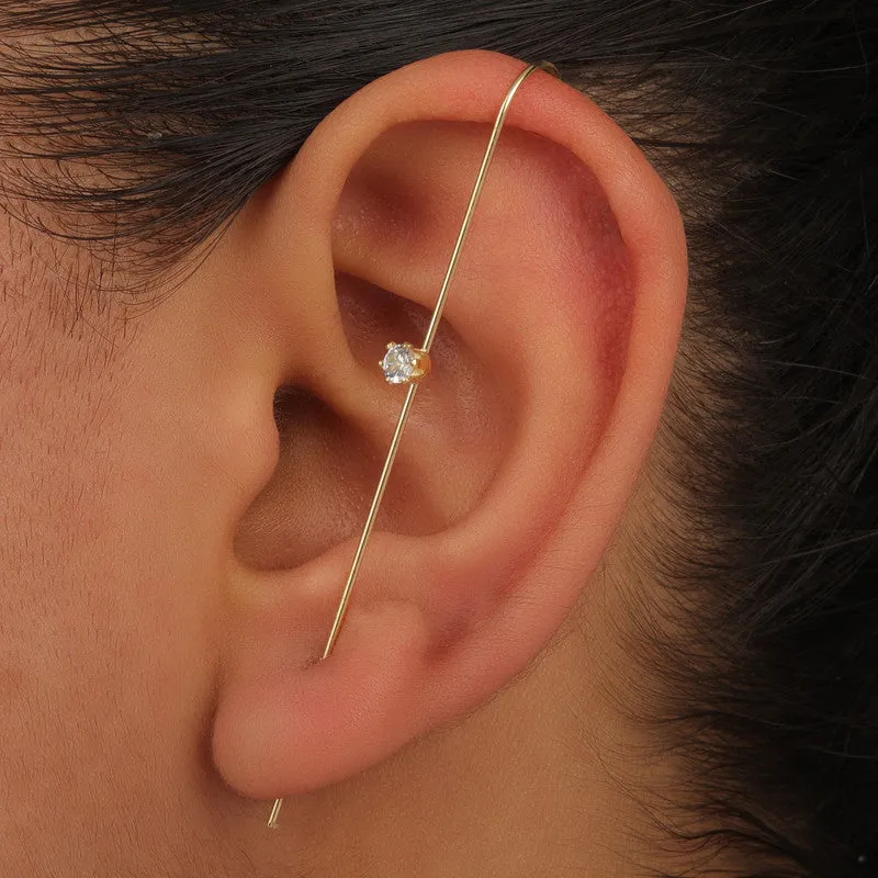 Gold Plated Single Zircon Korean Earcuff