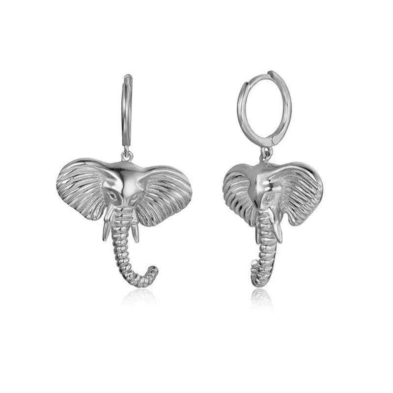 Gold Plated Sterling Silver Elephant Elephant Drop Earrings