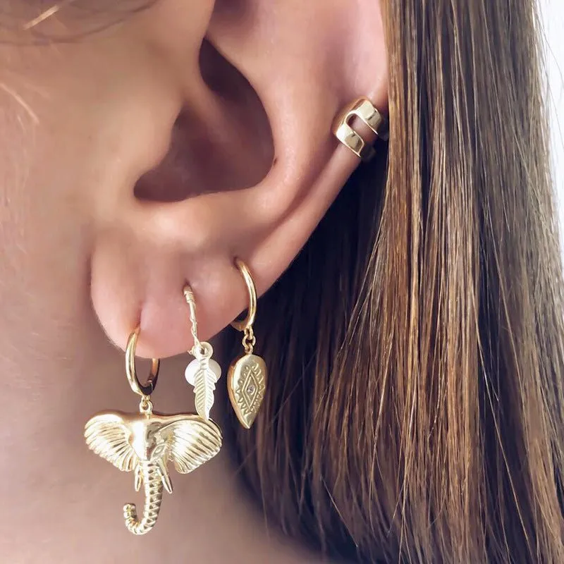 Gold Plated Sterling Silver Elephant Elephant Drop Earrings
