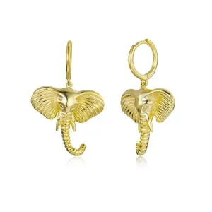Gold Plated Sterling Silver Elephant Elephant Drop Earrings