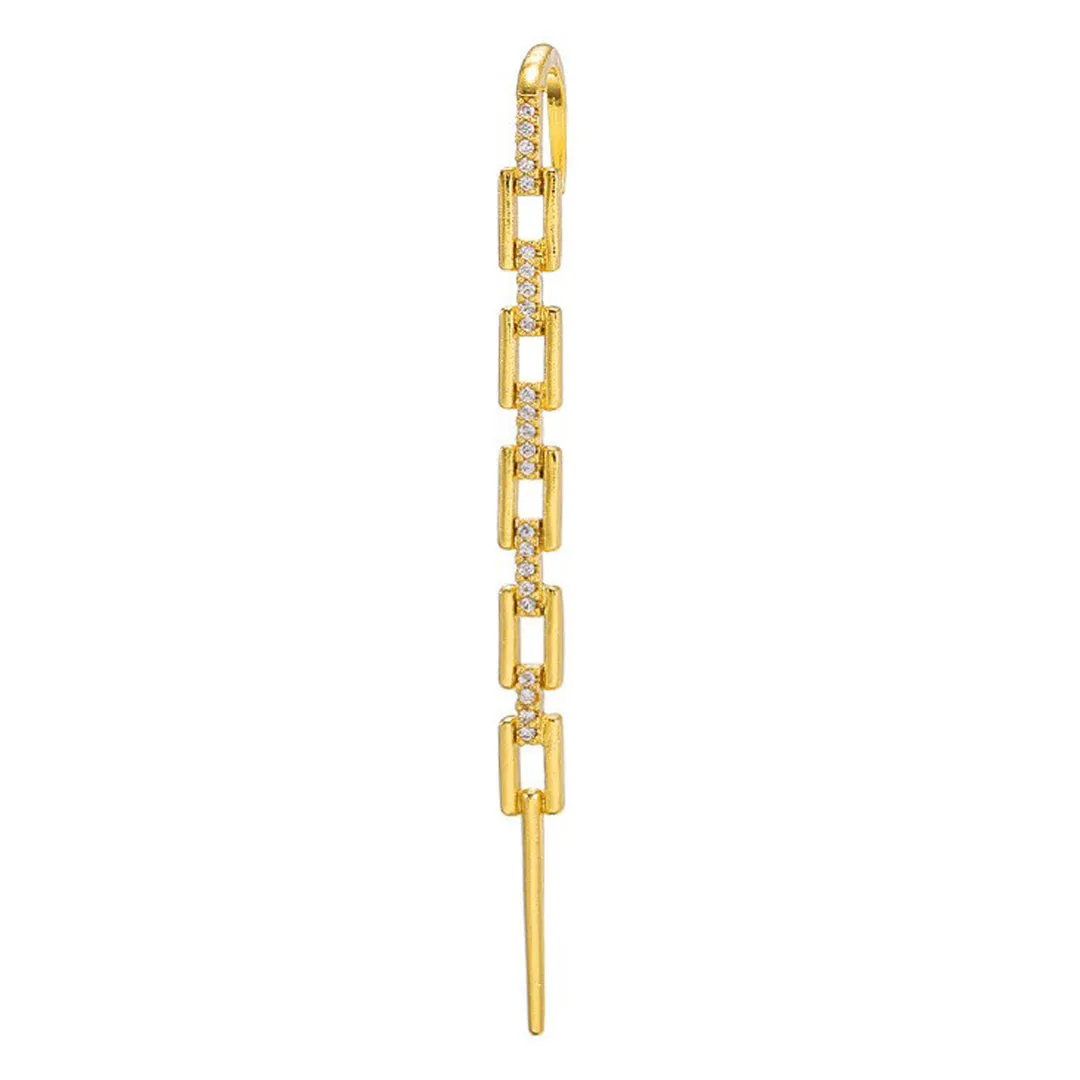 Gold Plated Zircon Chain Korean Earcuff