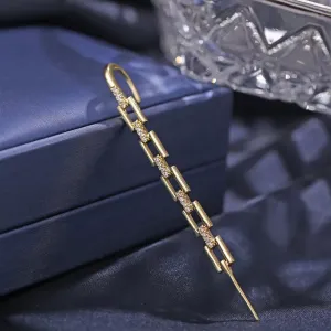 Gold Plated Zircon Chain Korean Earcuff