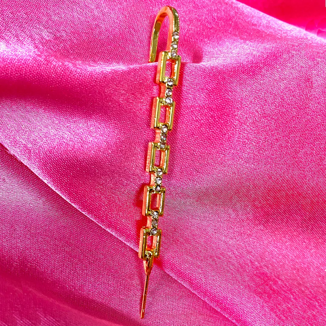 Gold Plated Zircon Chain Korean Earcuff
