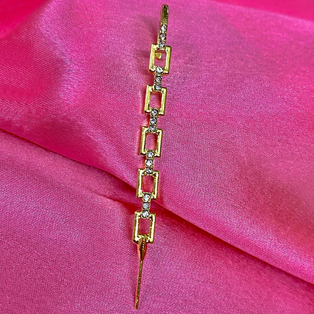 Gold Plated Zircon Chain Korean Earcuff
