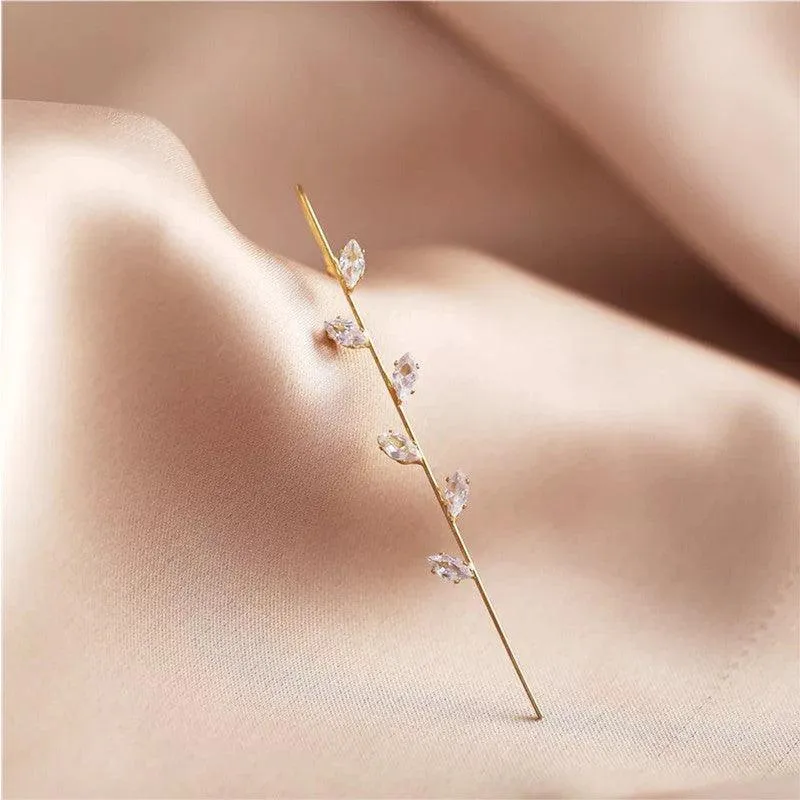 Gold Plated Zircon Leaf Korean Earcuff
