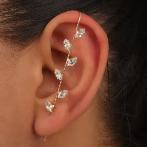 Gold Plated Zircon Leaf Korean Earcuff