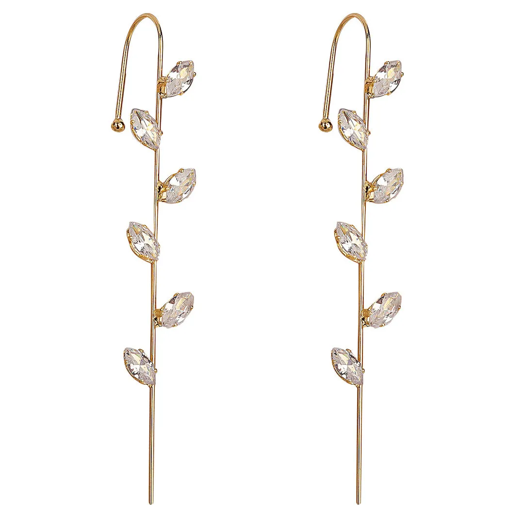 Gold Plated Zircon Leaf Korean Earcuff