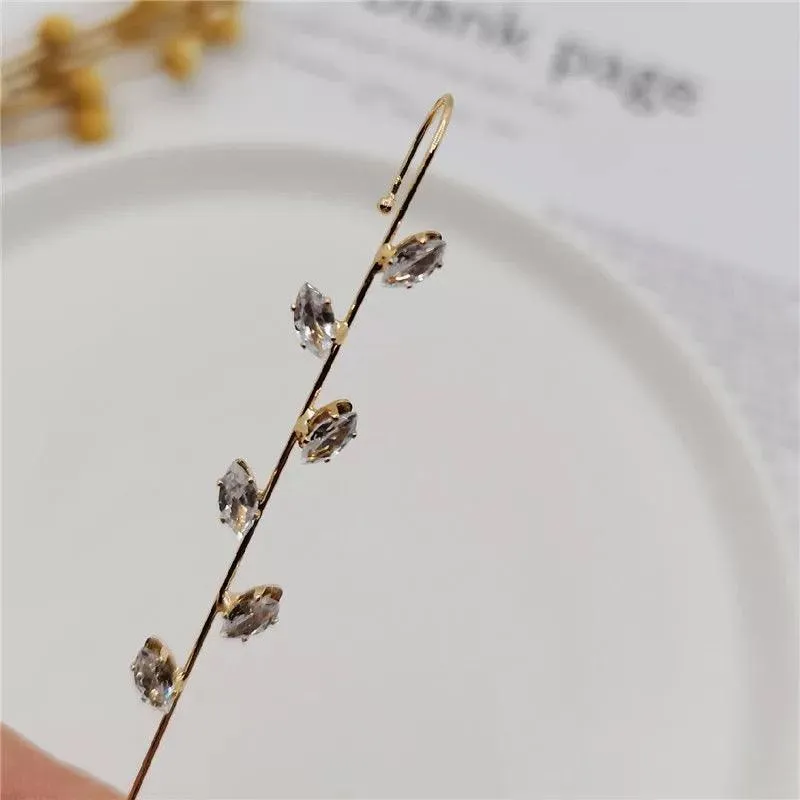 Gold Plated Zircon Leaf Korean Earcuff