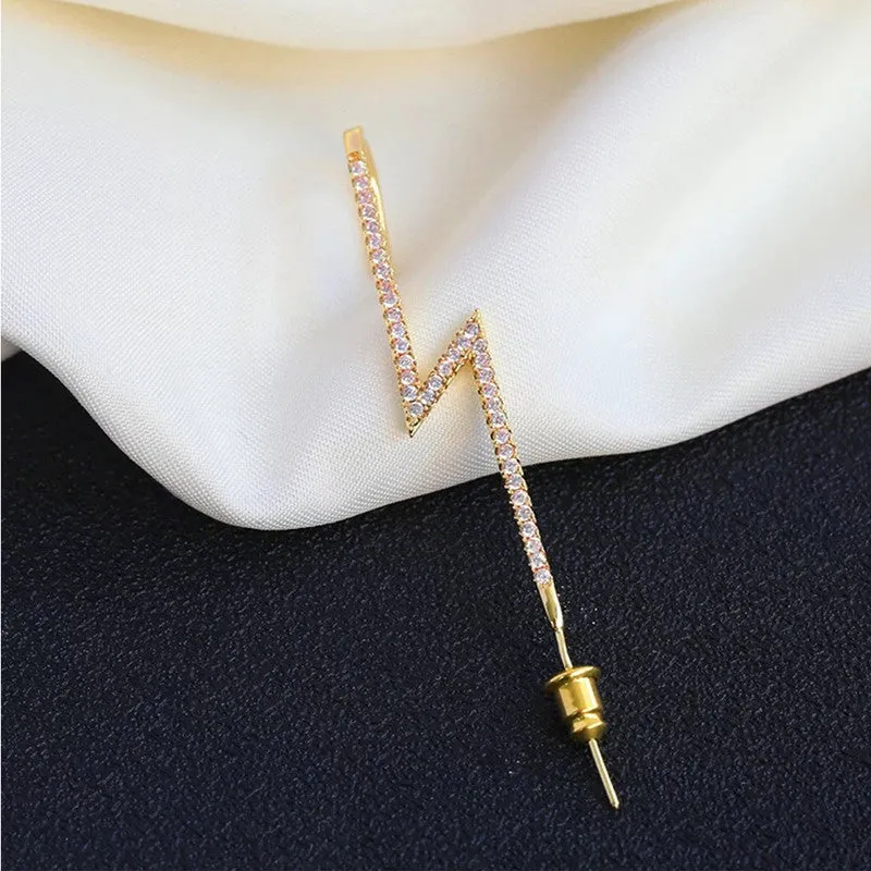 Gold Plated Zircon Thunderbolt Korean Earcuff