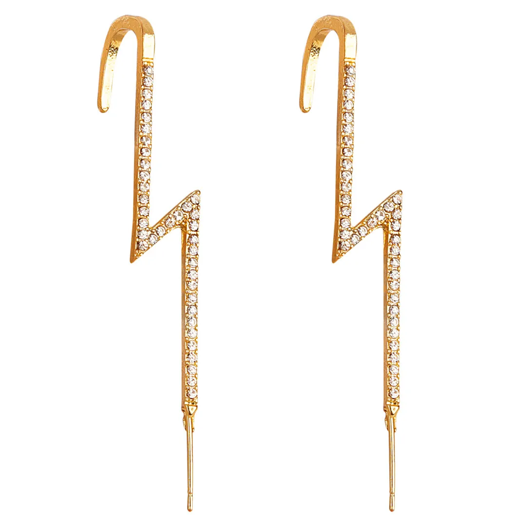 Gold Plated Zircon Thunderbolt Korean Earcuff