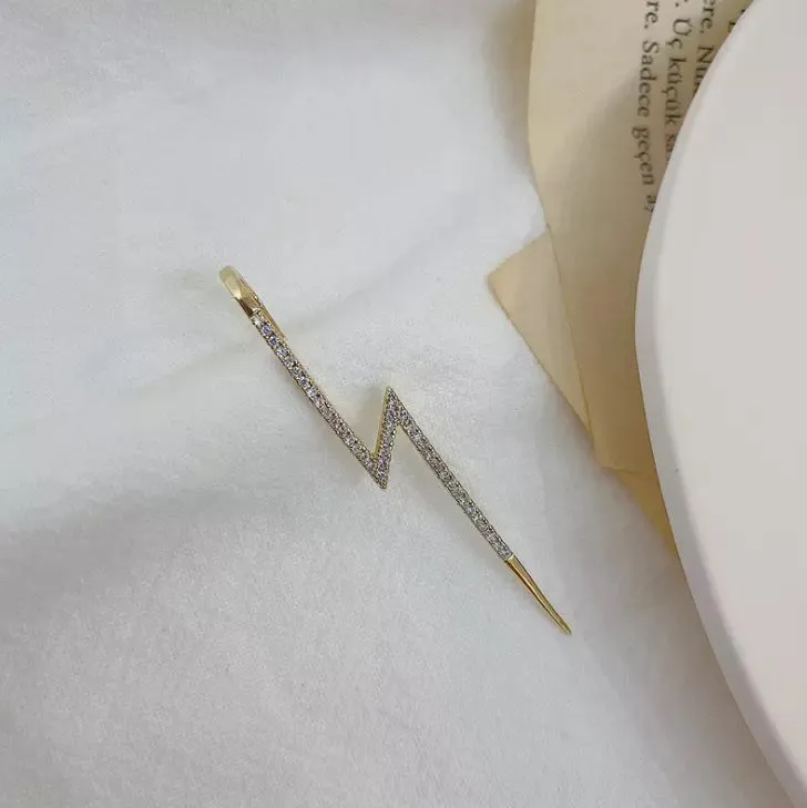 Gold Plated Zircon Thunderbolt Korean Earcuff