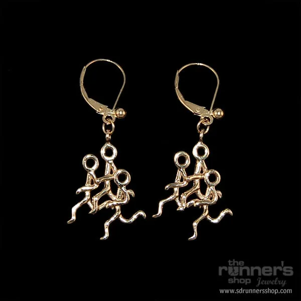 Gold "Hermes" Runner Trio Leverback Earrings