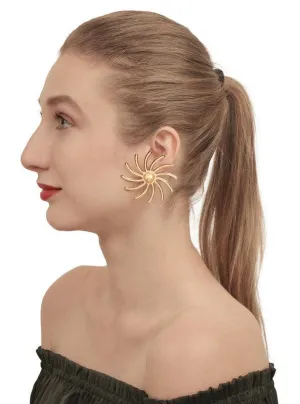 Golden Big Stone Sun Shaped Earrings