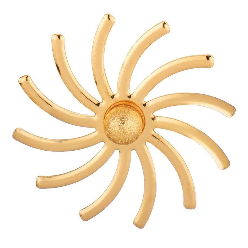 Golden Big Stone Sun Shaped Earrings