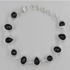Gorgeous Black Onyx Cut Stone Silver Bracelets Jewelry