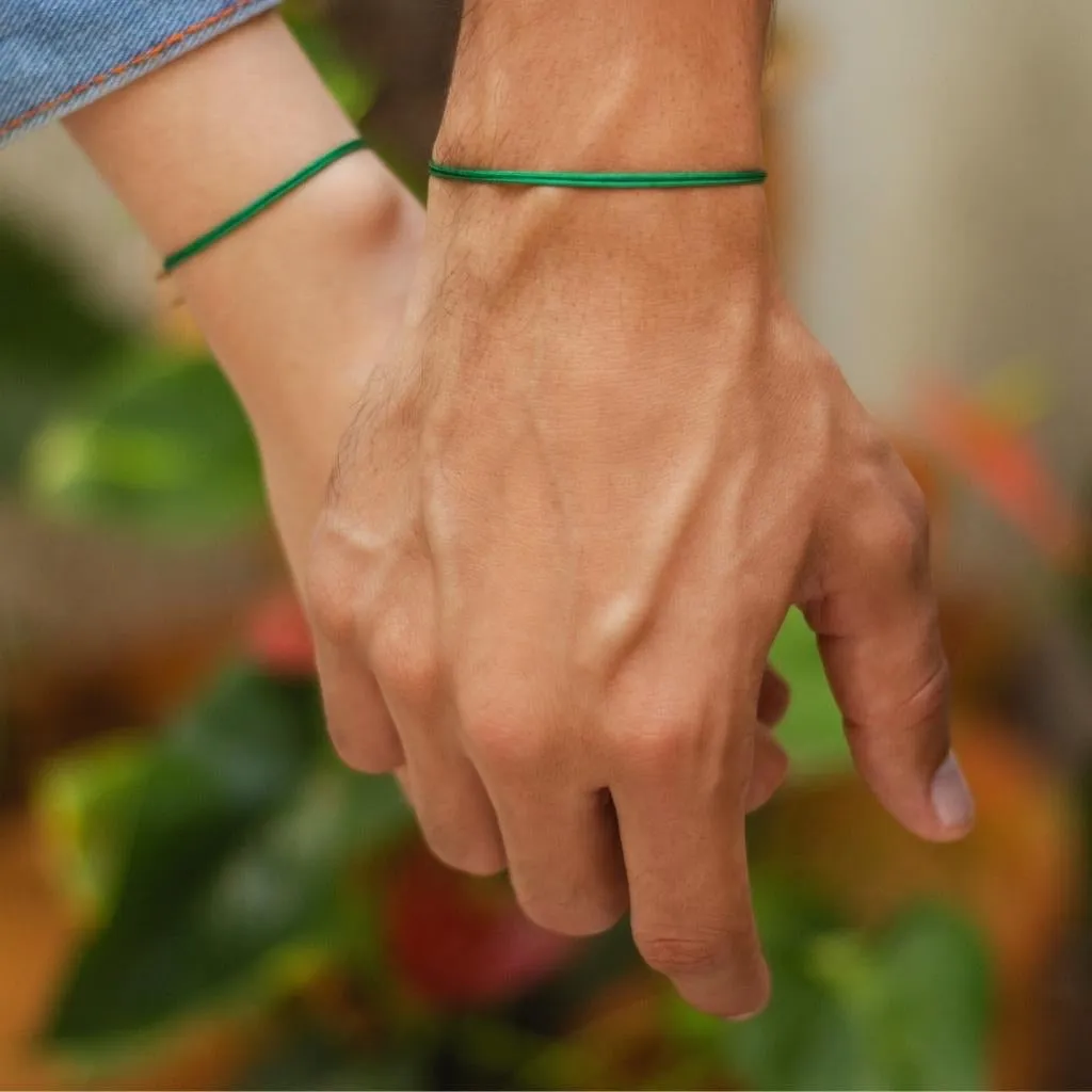 Green Ribbon Bracelet Set - Prosperity & Support