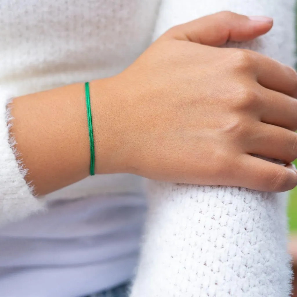 Green Ribbon Bracelet Set - Prosperity & Support