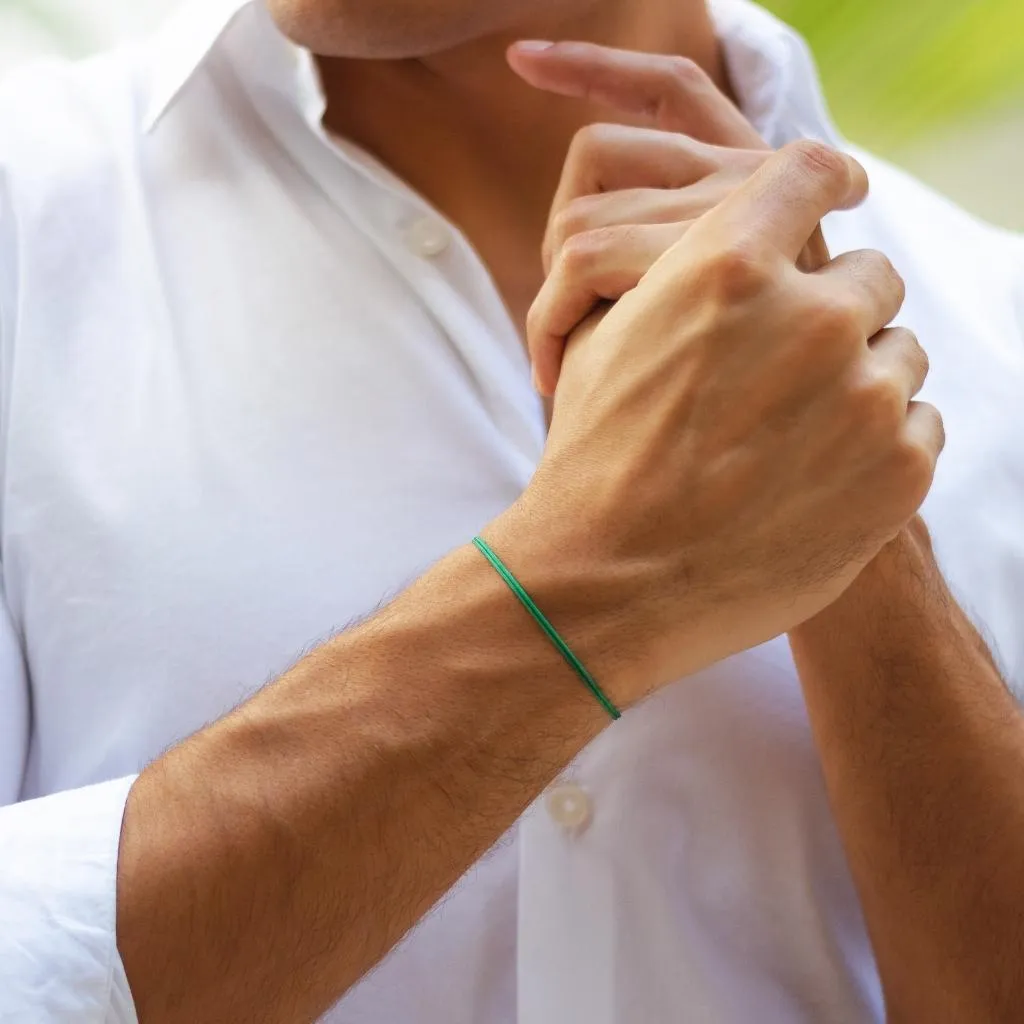 Green Ribbon Bracelet Set - Prosperity & Support