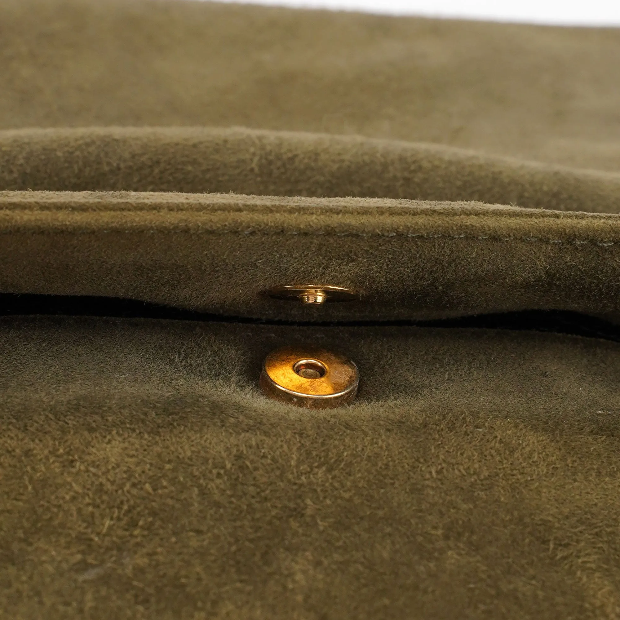 Green Suede Wood Handle Bag