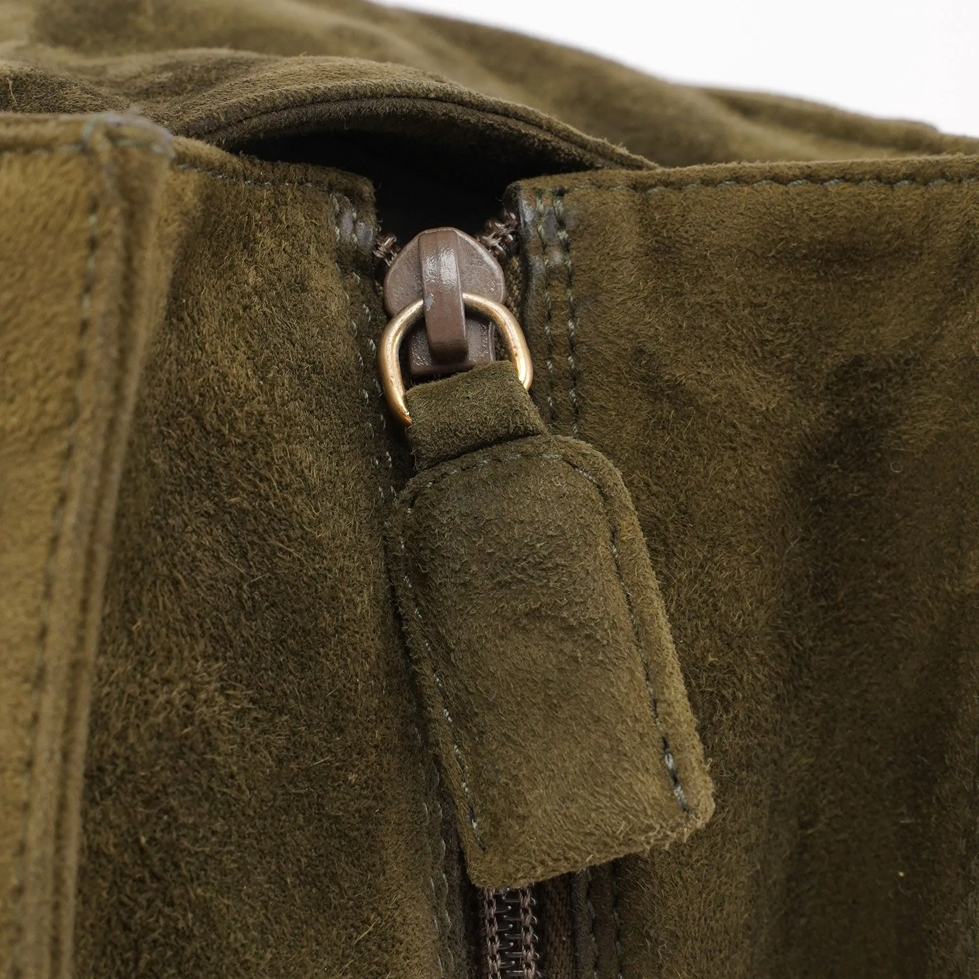 Green Suede Wood Handle Bag