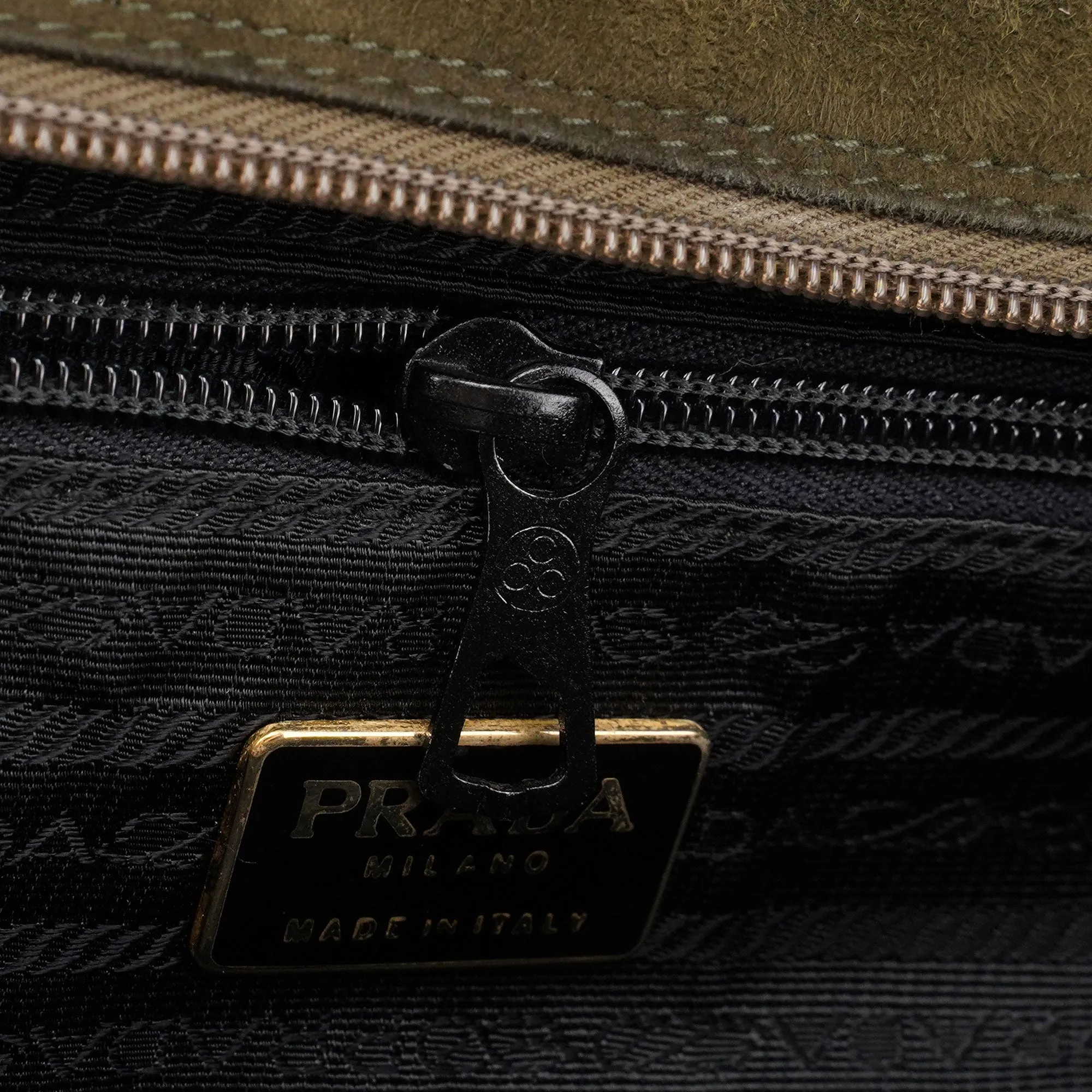 Green Suede Wood Handle Bag
