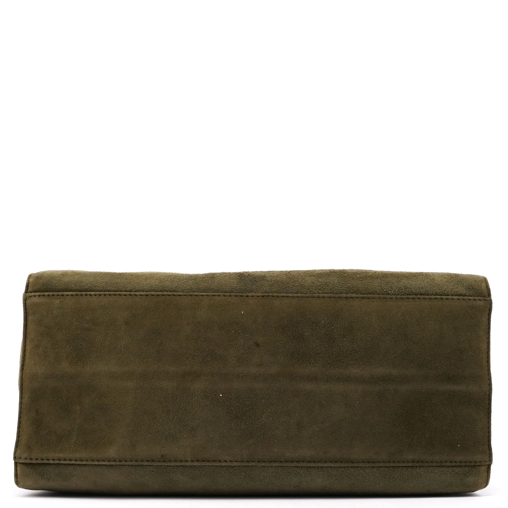 Green Suede Wood Handle Bag