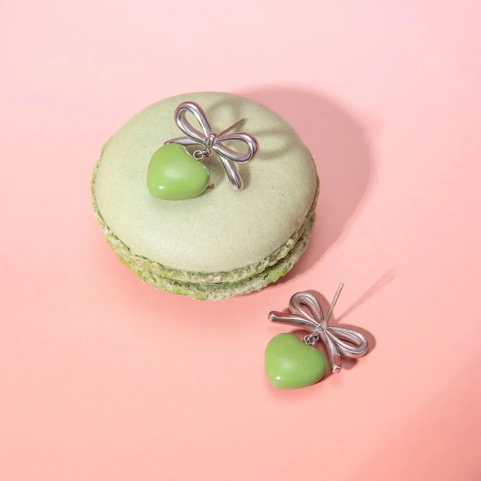 Green Sweetheart Drop Earrings