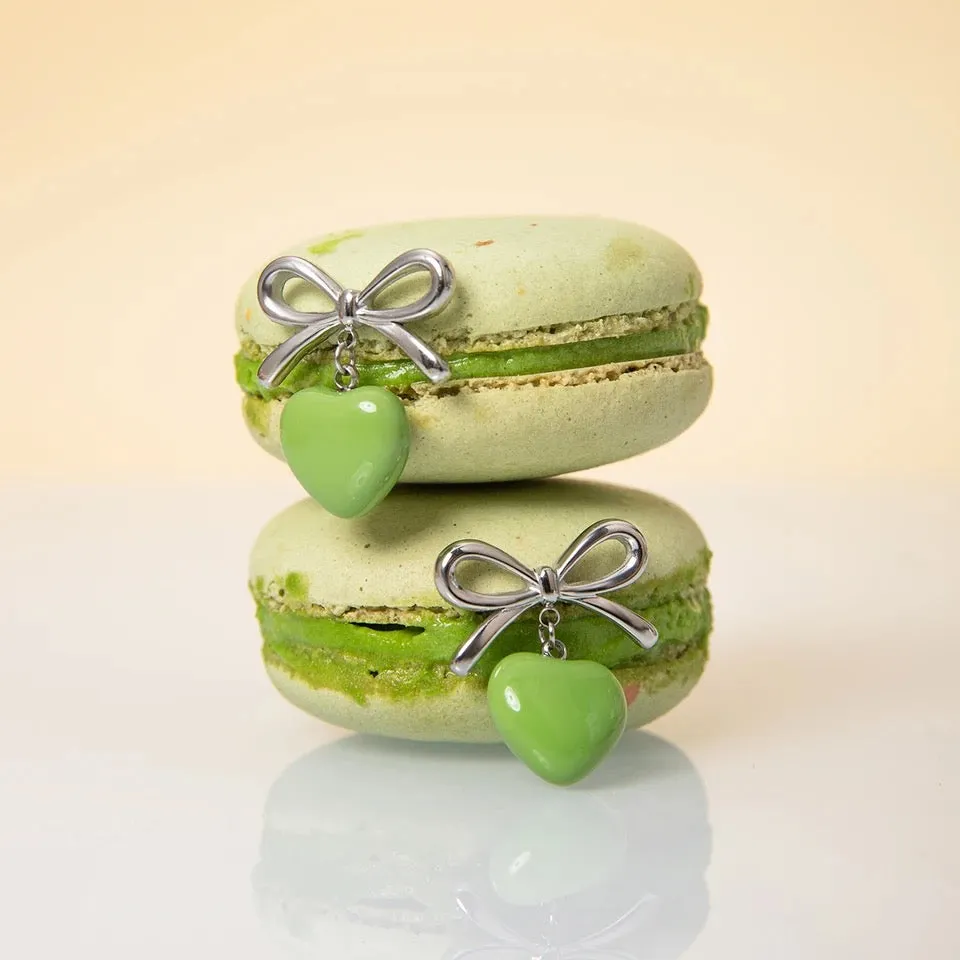 Green Sweetheart Drop Earrings