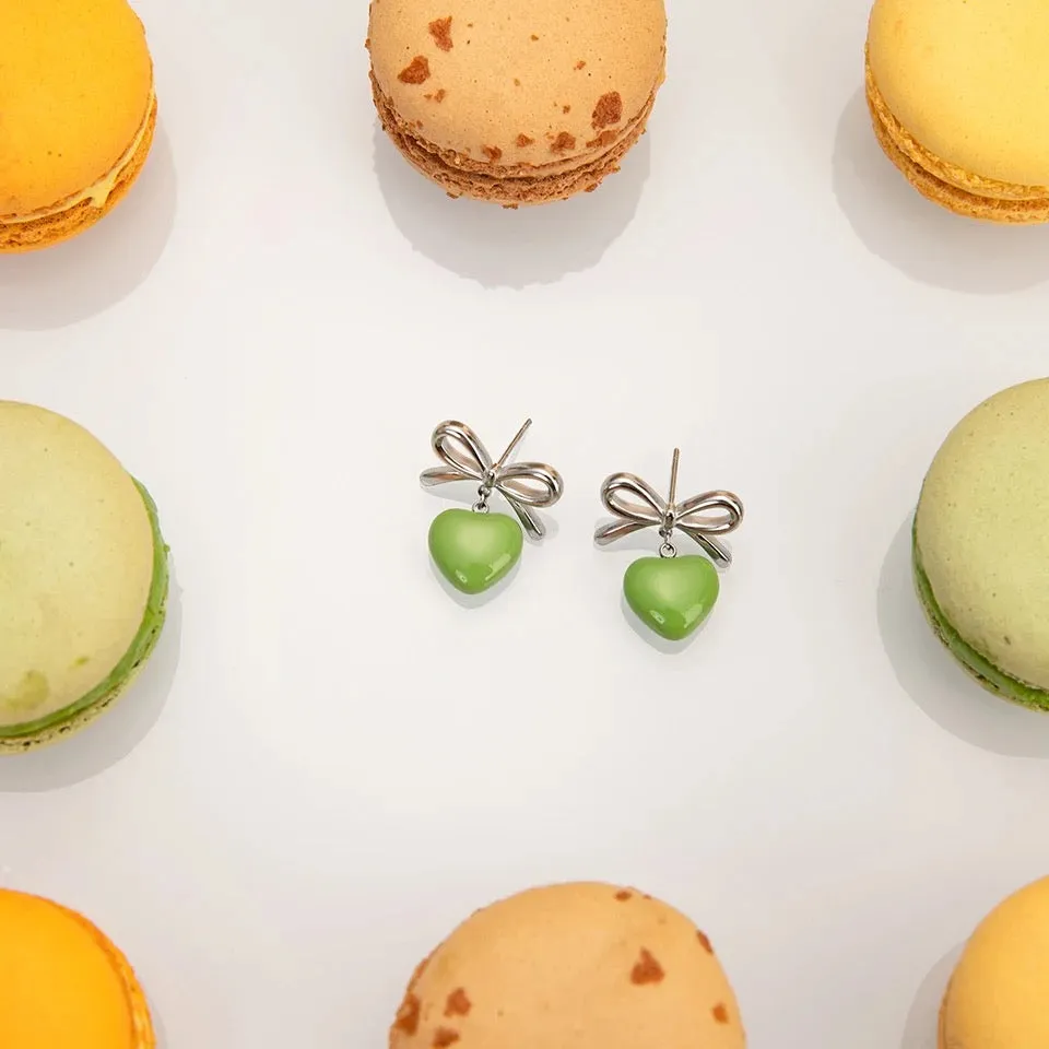 Green Sweetheart Drop Earrings