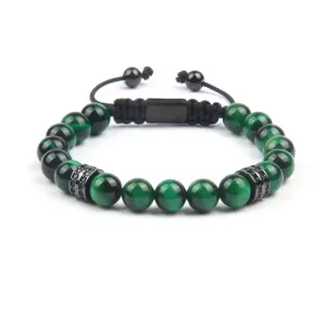 Green Tiger Eye & Black Crystals Bracelet