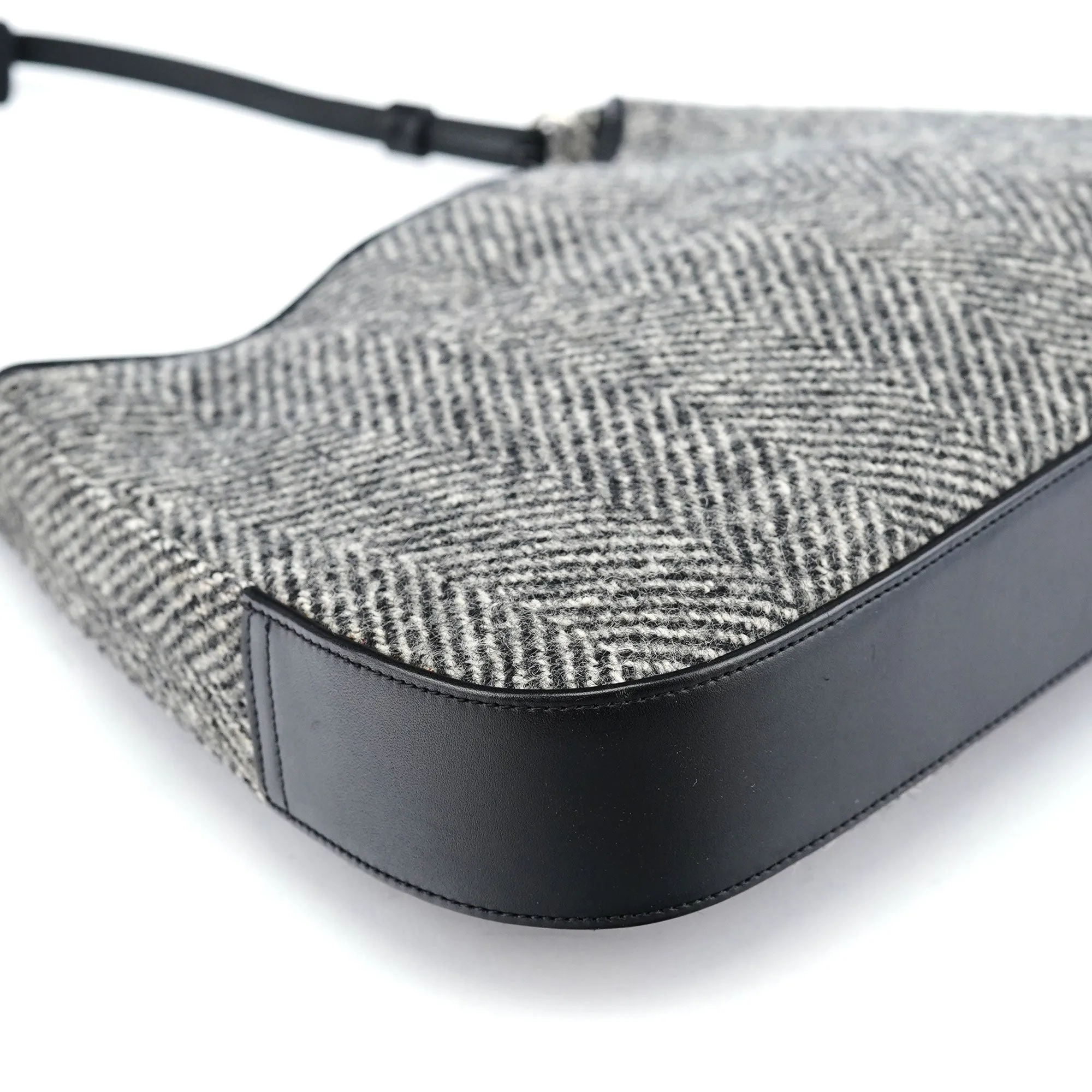 Grey Wool Hobo Shoulder Bag