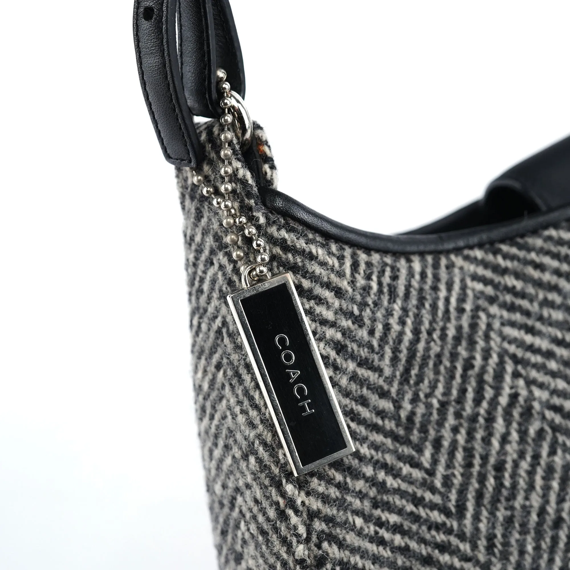 Grey Wool Hobo Shoulder Bag