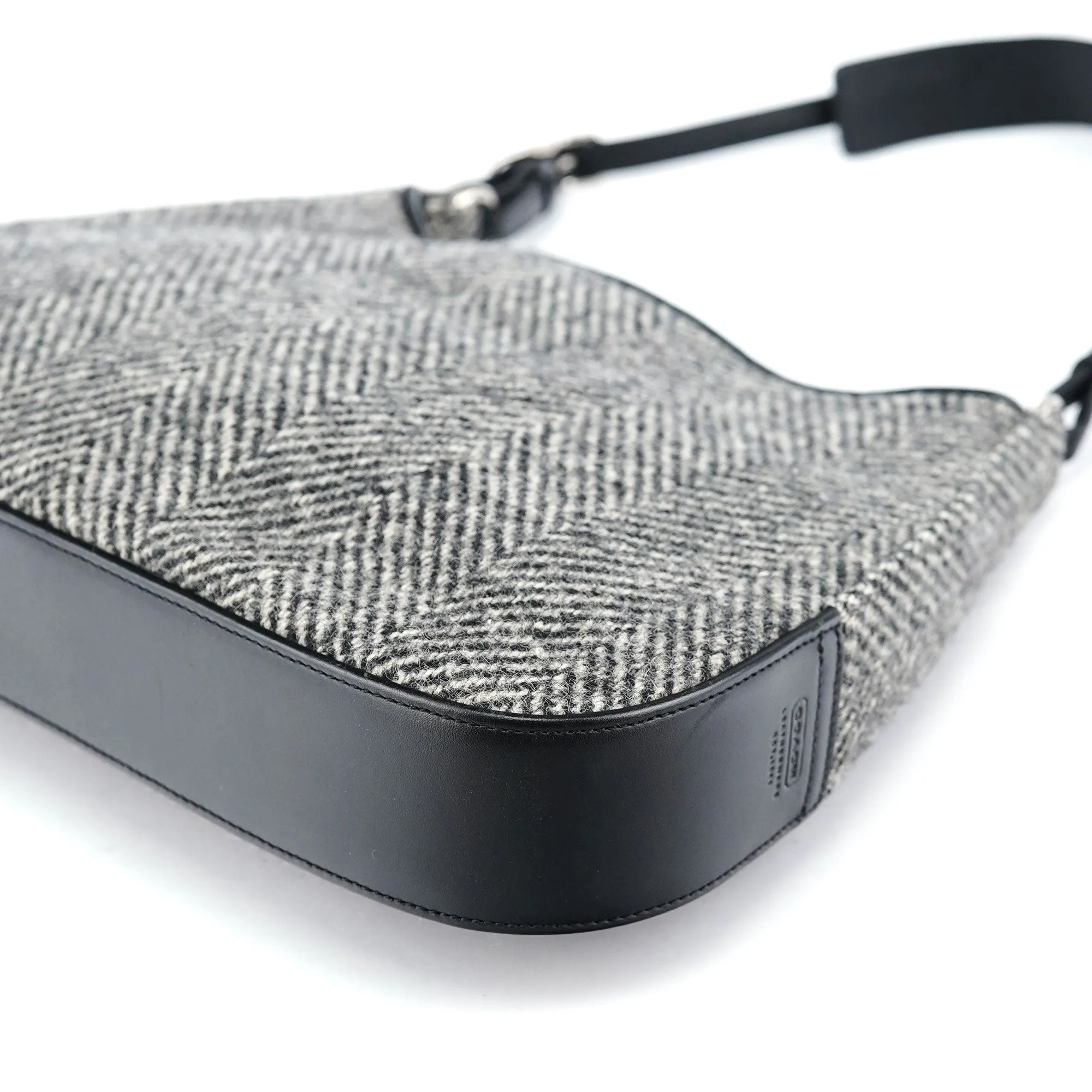 Grey Wool Hobo Shoulder Bag