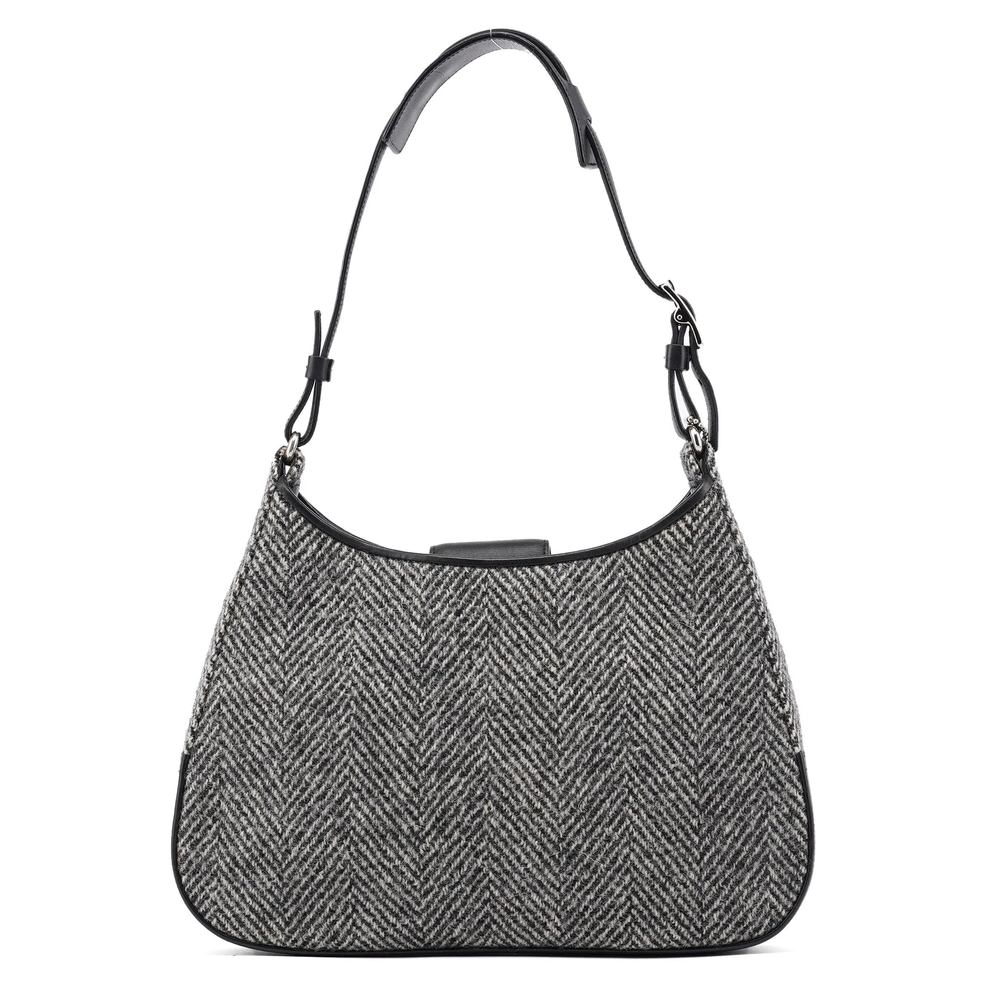 Grey Wool Hobo Shoulder Bag