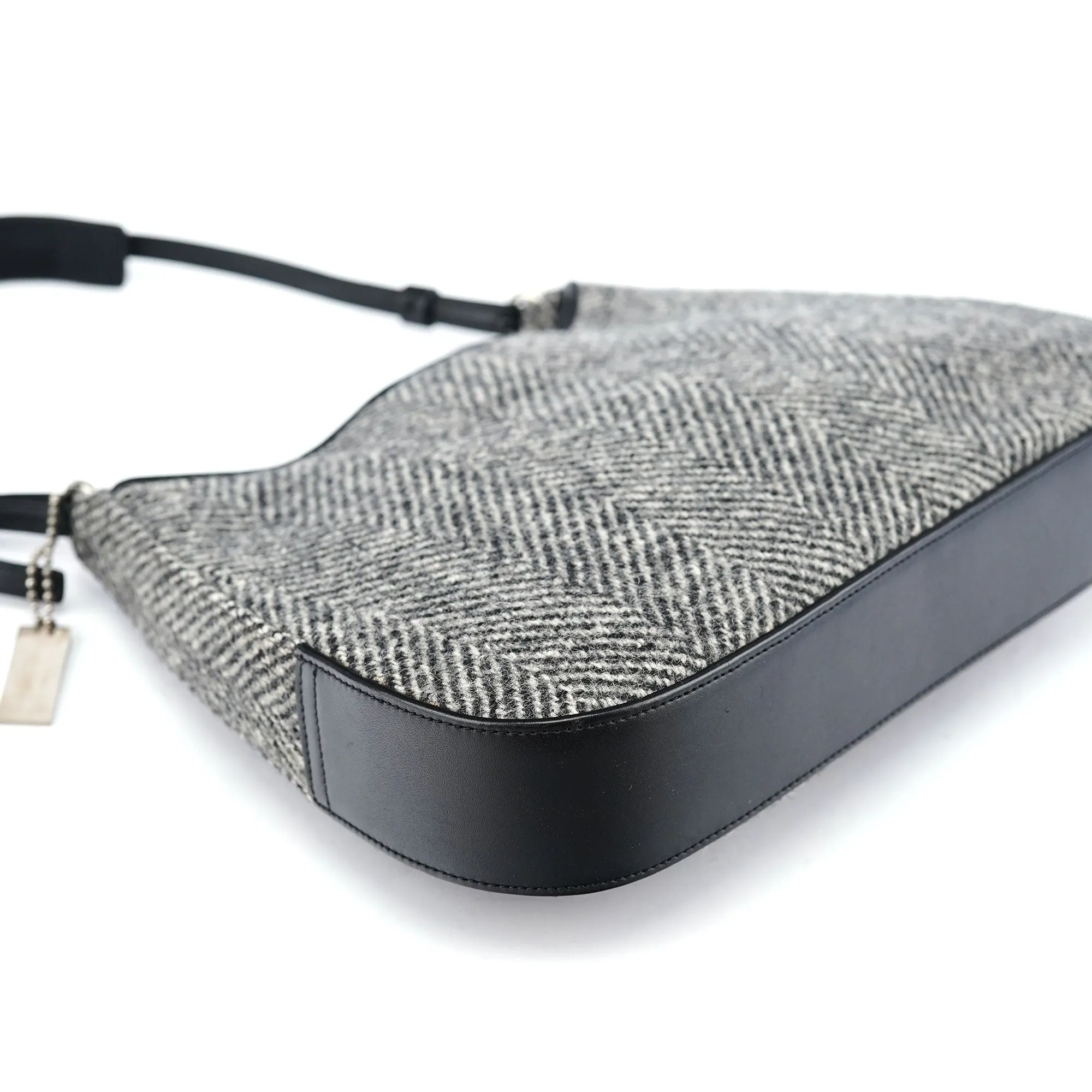 Grey Wool Hobo Shoulder Bag