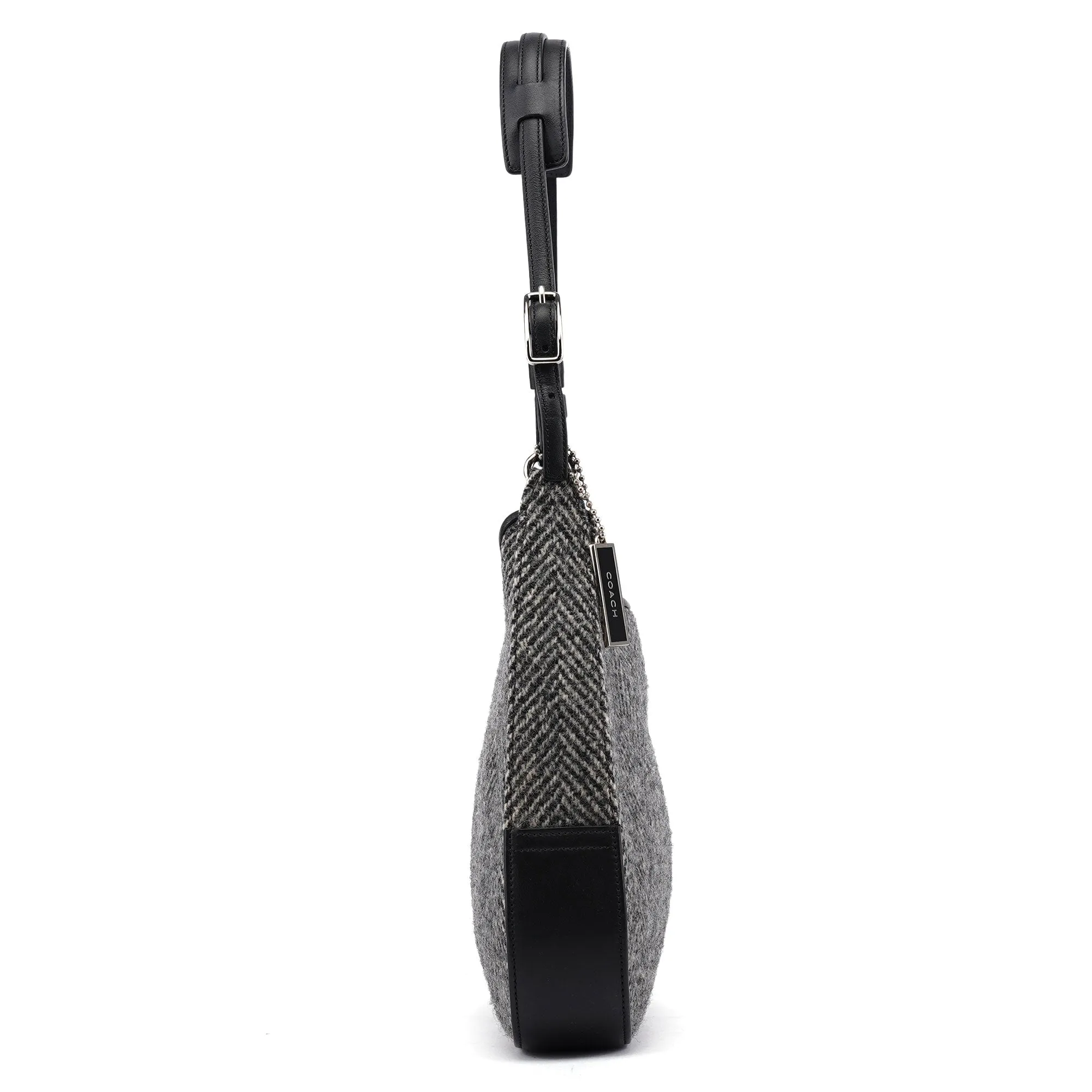 Grey Wool Hobo Shoulder Bag