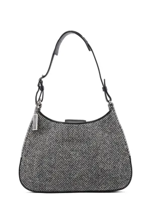 Grey Wool Hobo Shoulder Bag
