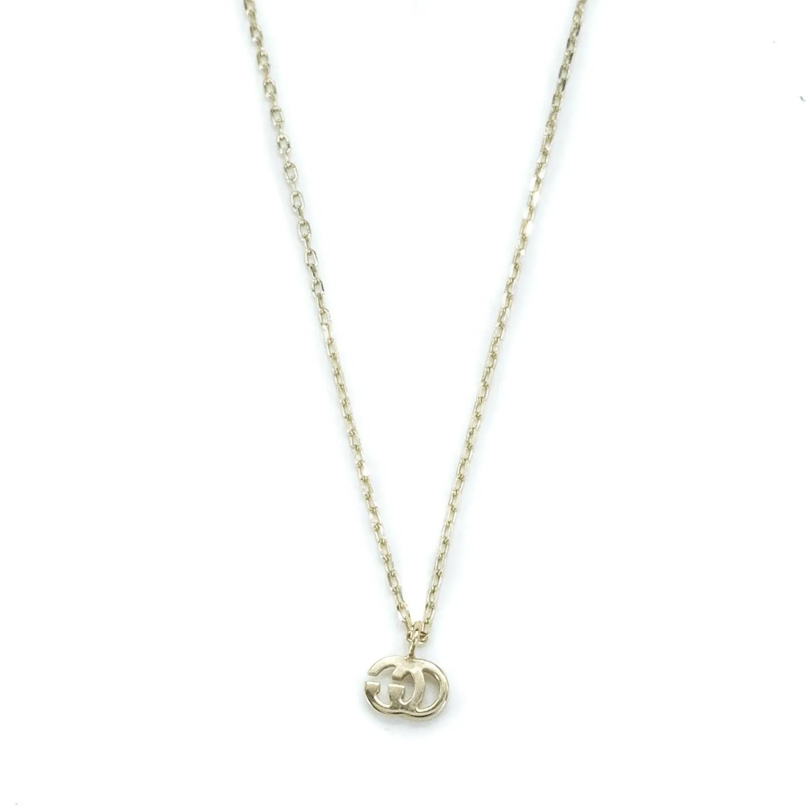 Gucci 18ct Yellow Gold GG Running Pendant with Topaz Necklace - 16"