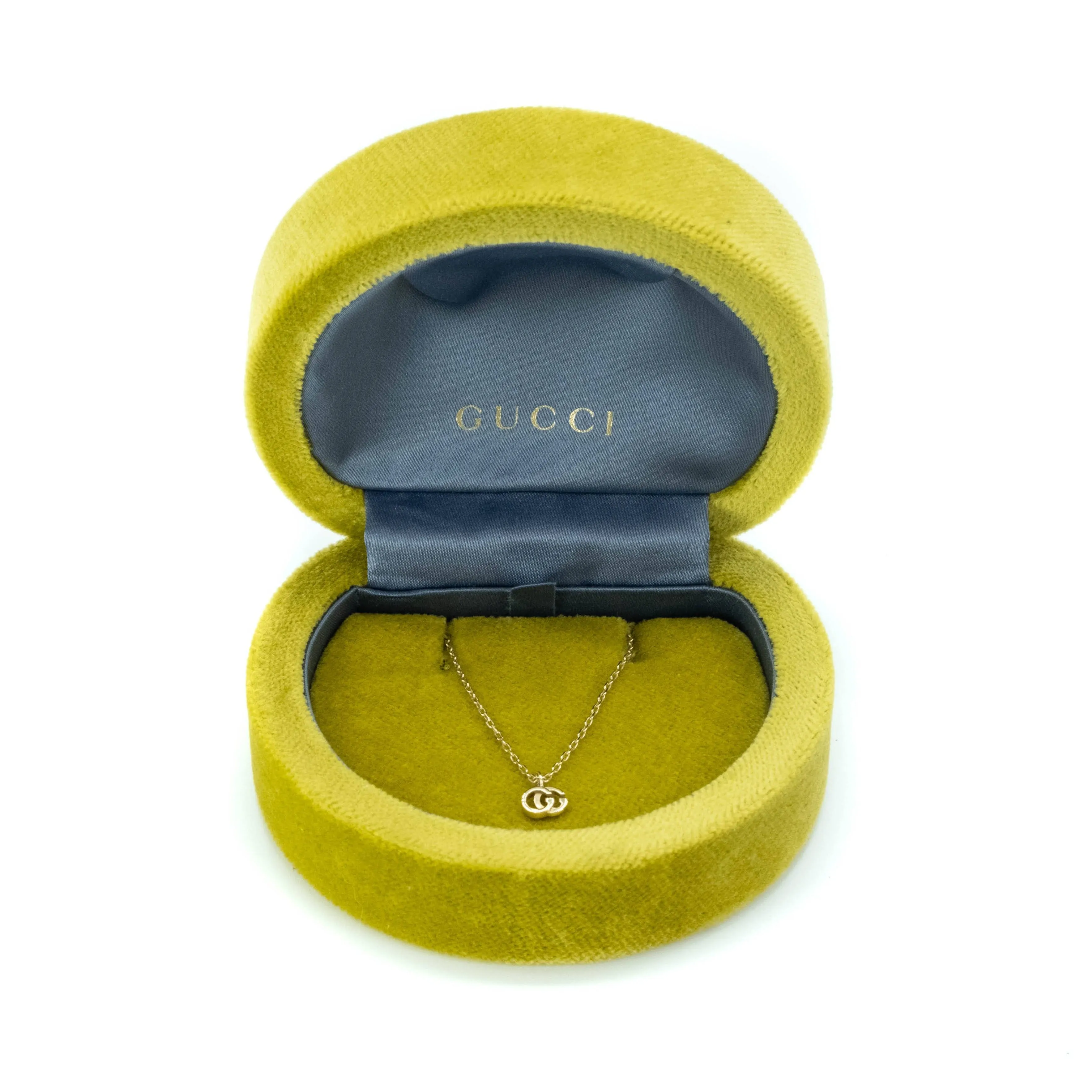 Gucci 18ct Yellow Gold GG Running Pendant with Topaz Necklace - 16"