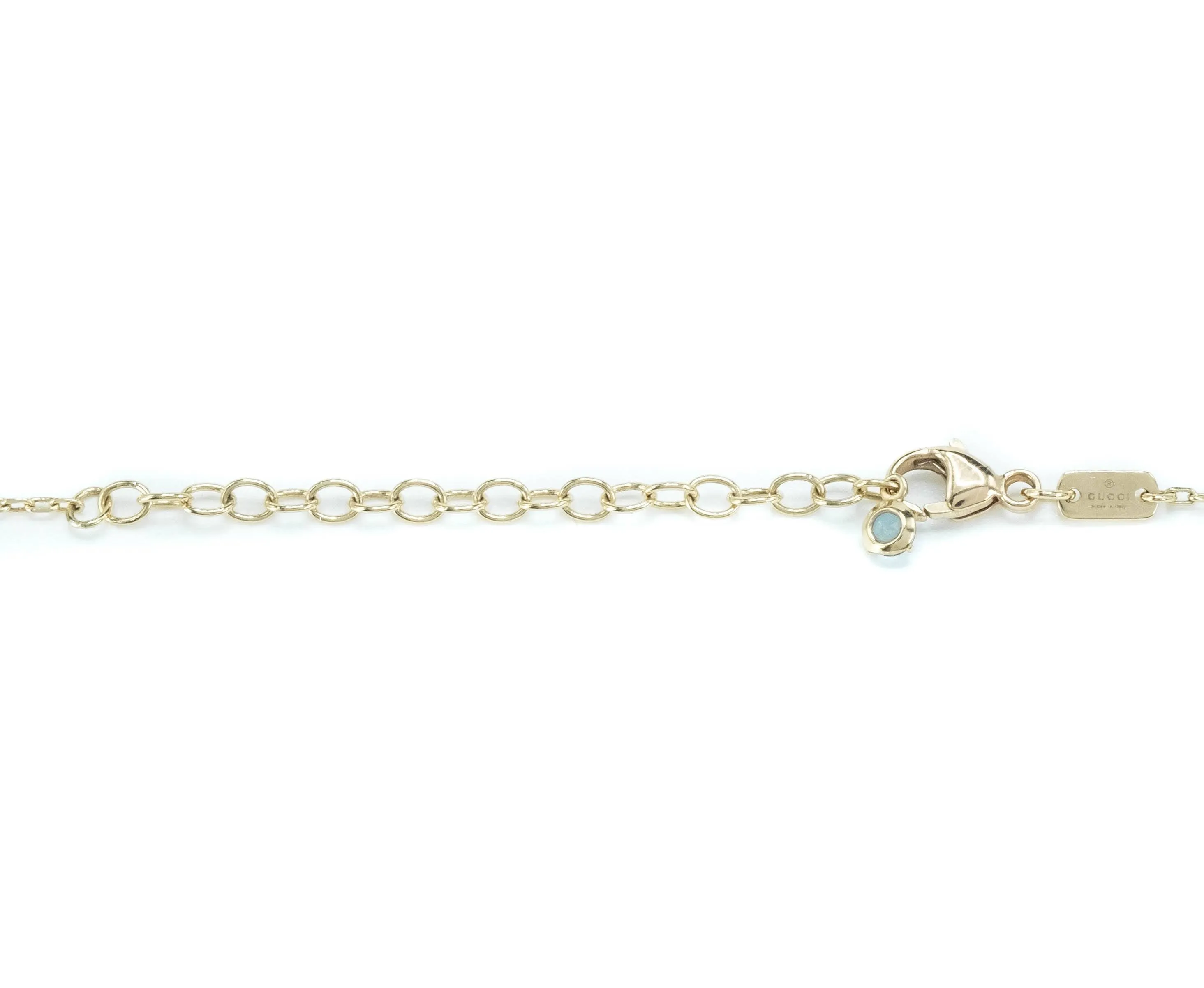 Gucci 18ct Yellow Gold GG Running Pendant with Topaz Necklace - 16"