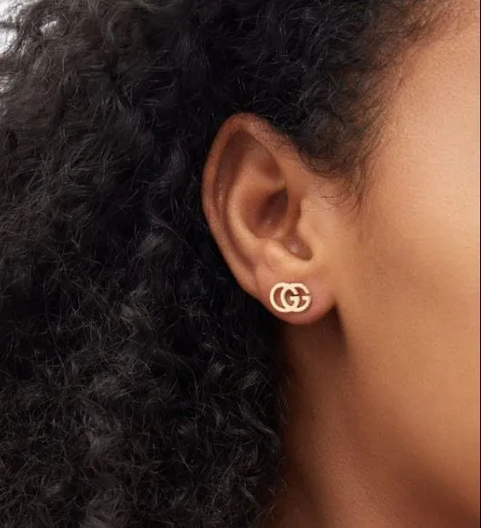 Gucci 18K Rose Gold GG Running Stud Earrings