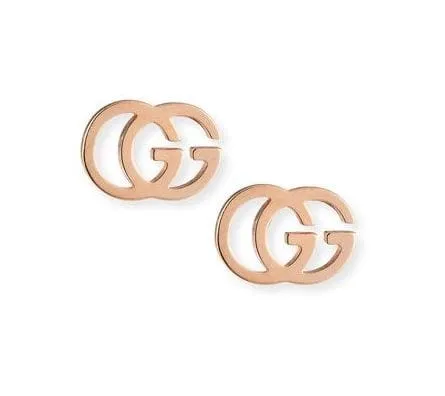 Gucci 18K Rose Gold GG Running Stud Earrings