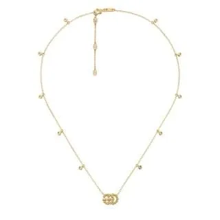 Gucci 18K Yellow Gold Diamond Running G Necklace