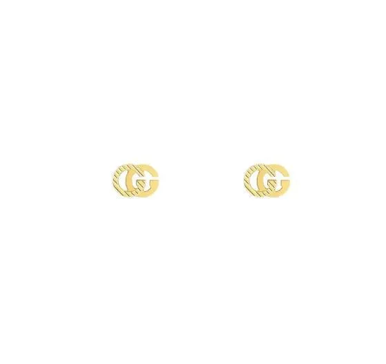 GUCCI 18K Yellow Gold GG Running 7mm Stud Earrings