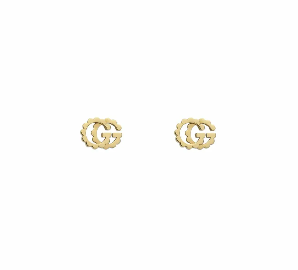 Gucci 18K Yellow Gold GG Running Scalloped Studs