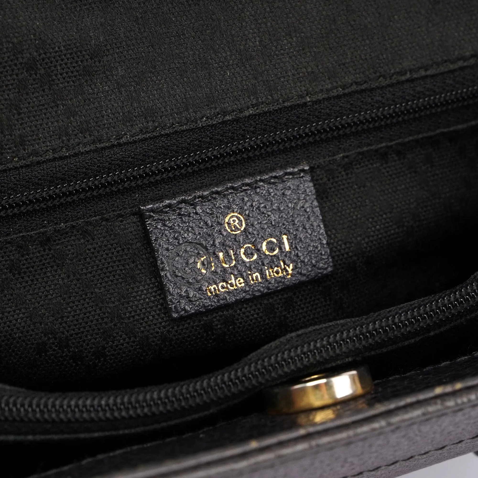 Gucci Black Leather Bamboo Tote