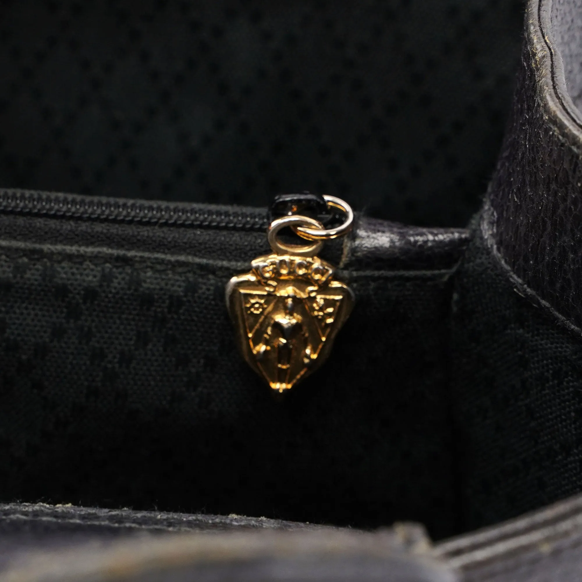 Gucci Black Leather Bamboo Tote