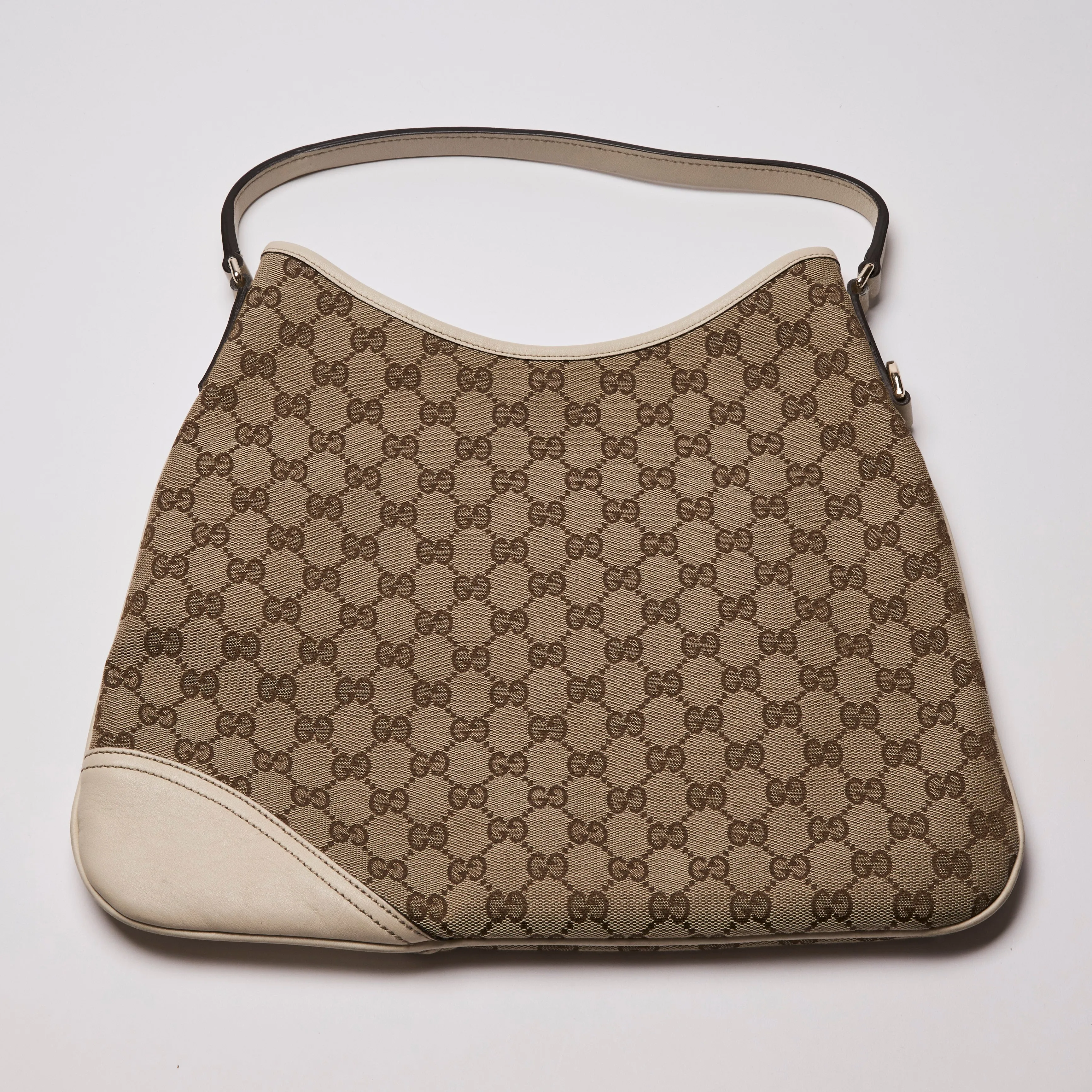 Gucci Brown & Cream GG Canvas Monogram Britt Shoulder Bag